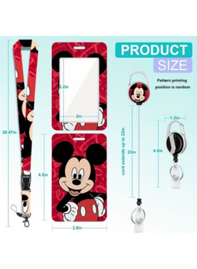 Disney 3-in-1 Disney Red Mickey Mouse Logo Plastic ID Holder with Lanyard, Retractable ID Roller, Keychain and Extension Chain - Suitable for workers, students, bus drivers, doctors, nurses, etc. - Image 5
